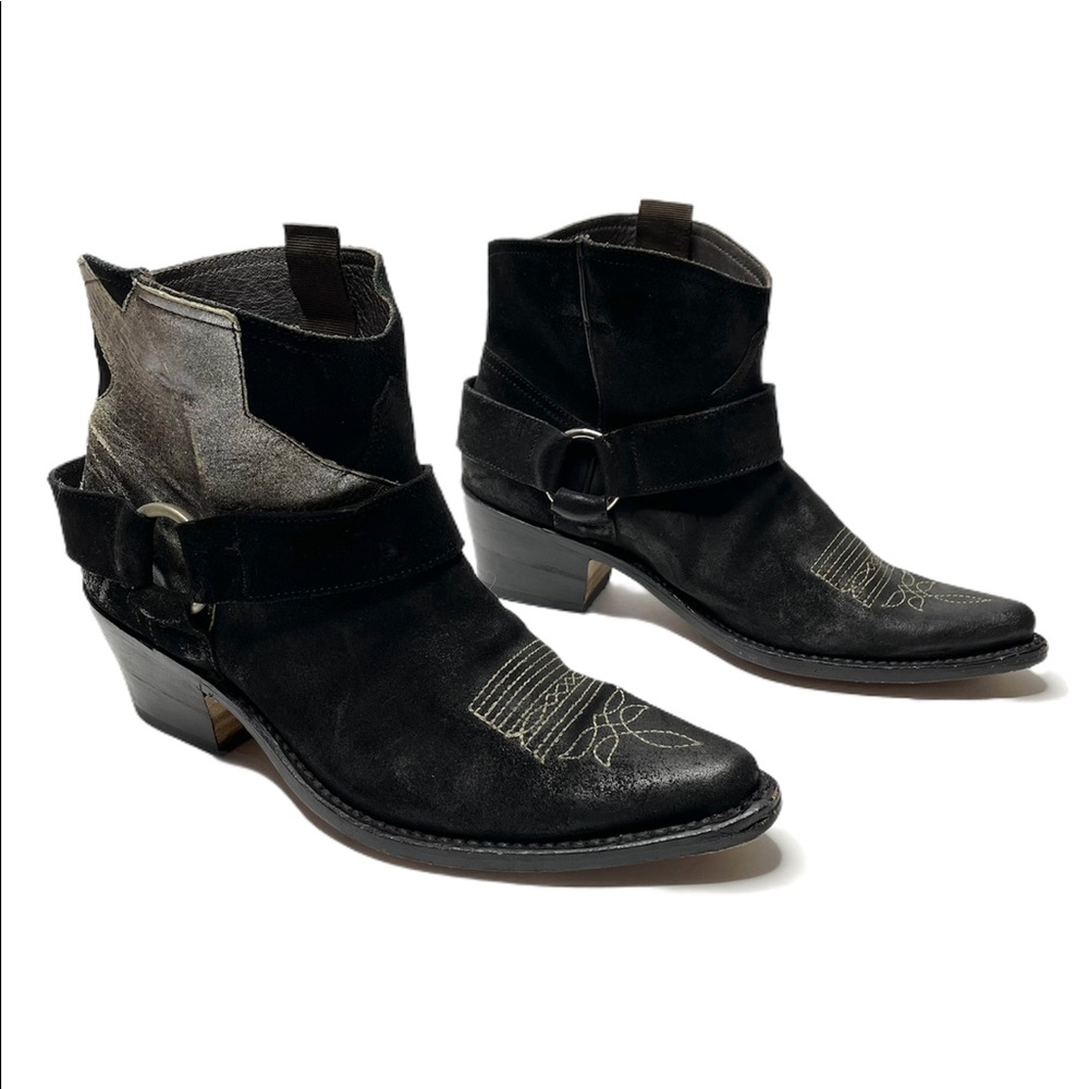 Golden Goose | Rodeo Rockstar Black Suede Star Western Ankle Boots 38